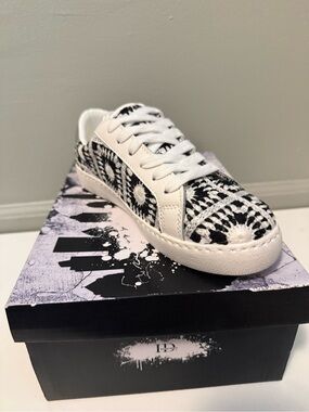 Black and White Crochet Sneakers. New with box